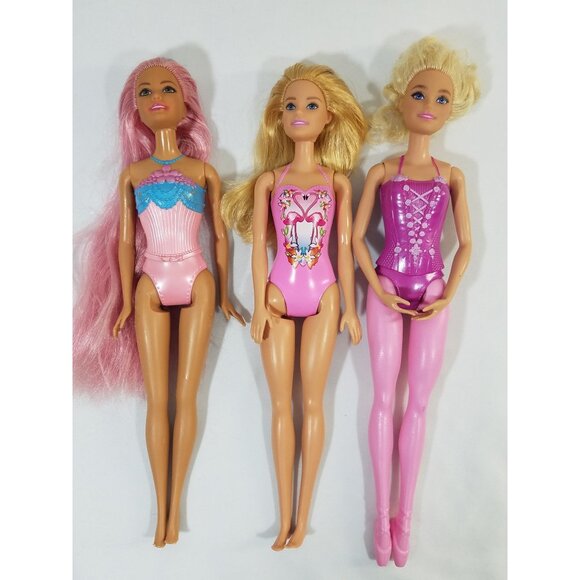 Mattel Barbie Dolls lot of 7 Color Hair Reveal Painted on suits Glitter Legs - Picture 7 of 11